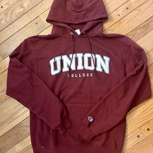 Champion Red Sweater Union Text Athletic Style